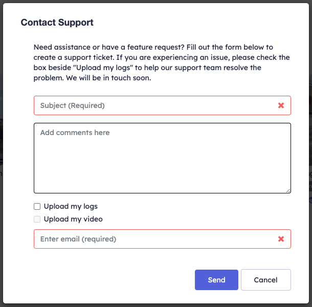Contact Support Modal